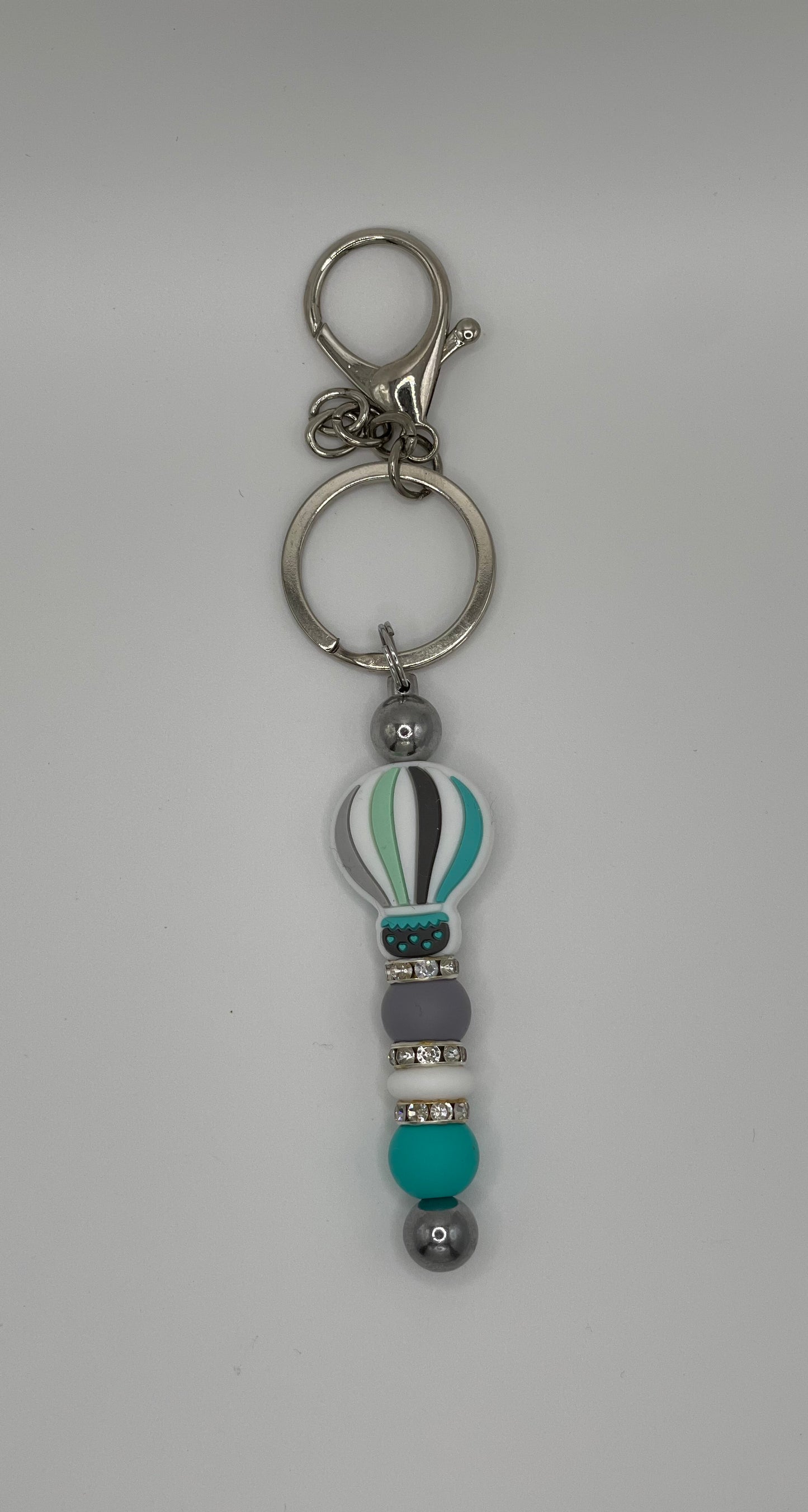 Teal Hot Air Balloon Keychain