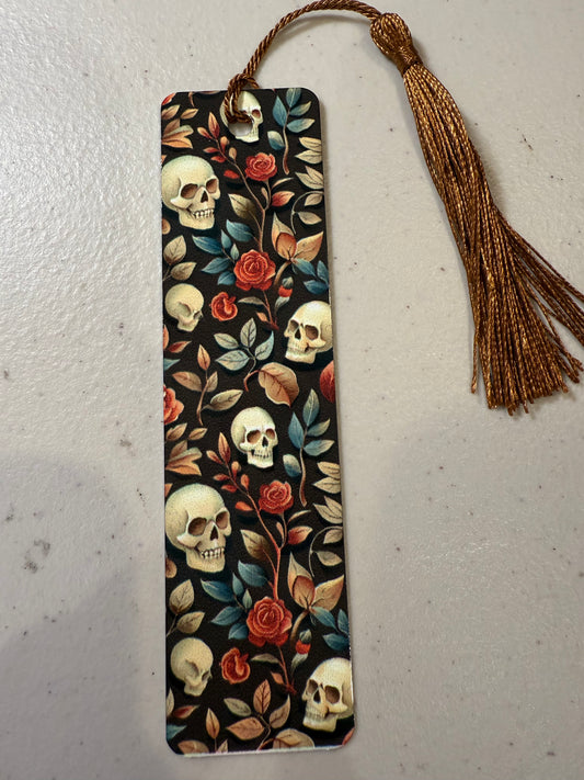 Flower skull bookmark